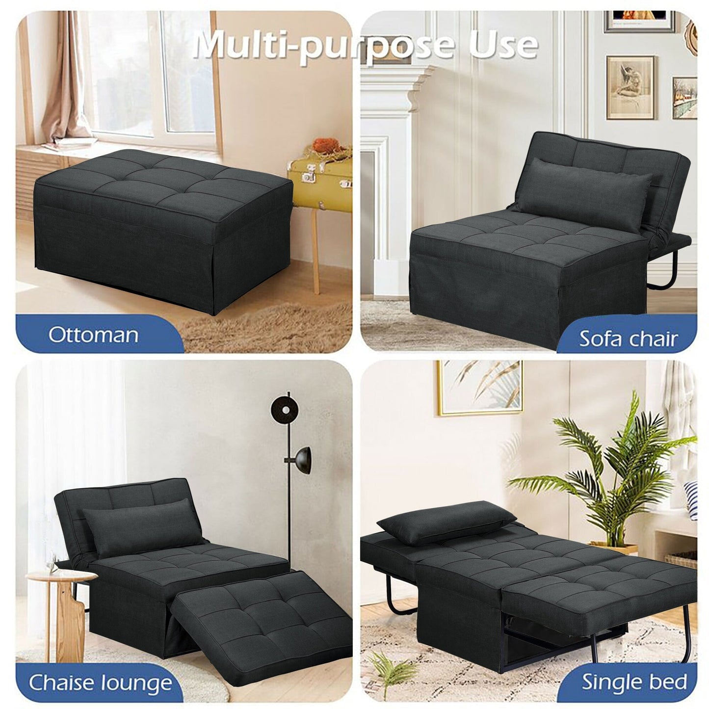 Canapé-lit convertible, canapé-lit, fauteuil inclinable, ottoman, pliable, pour salon