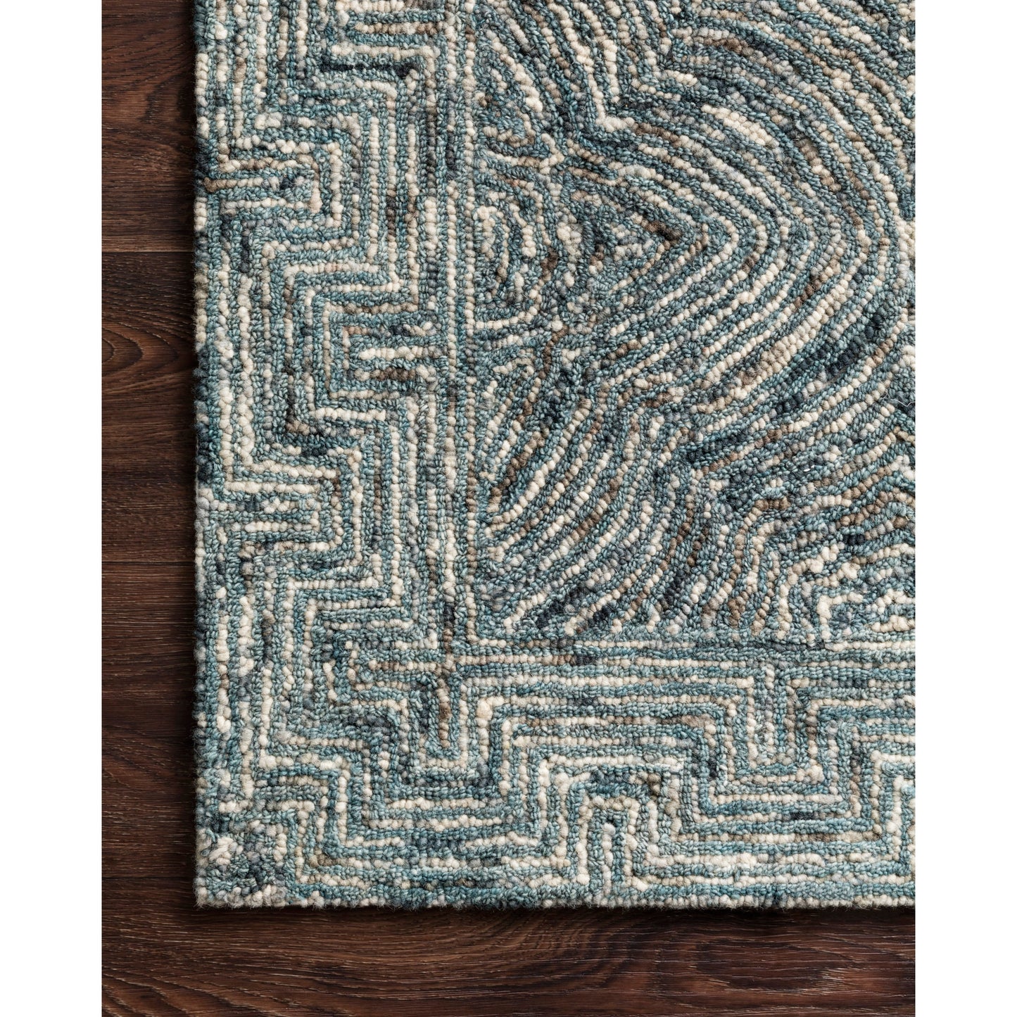 Tapis contemporain Alexander Home Aspen Denim Wool tufté à la main