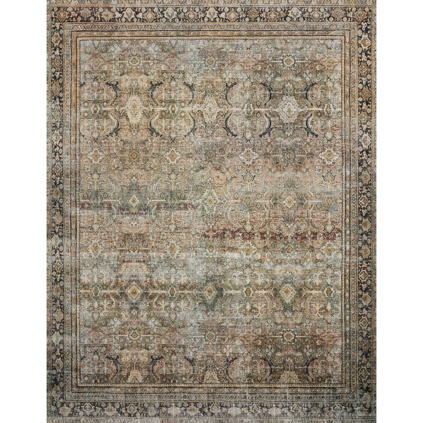 Tapis imprimé à motif oriental Alexander Home Isabelle, tons olive