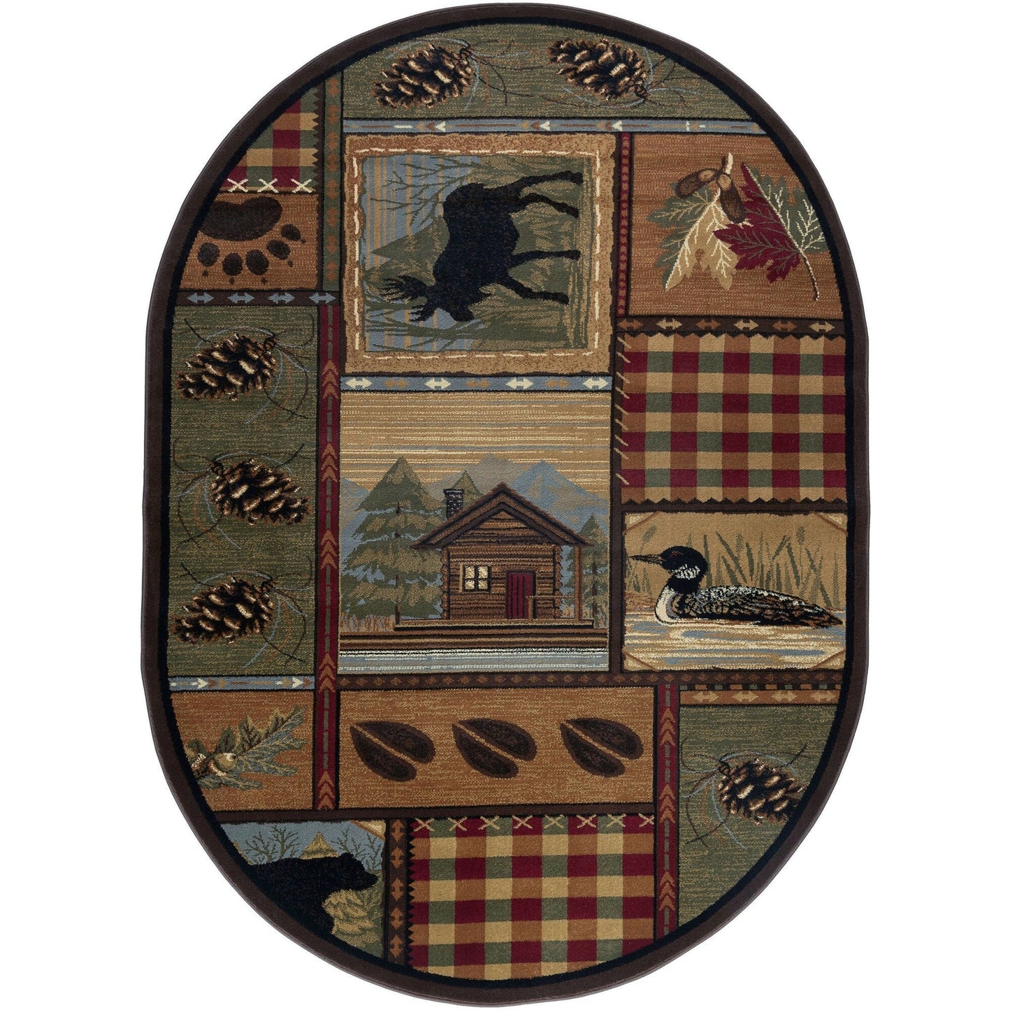 Tapis et descentes de lit - Tapis style chalet/ferme pour salon, chambre, salle à manger, cuisine - 60 x 90 cm / 90 x 240 cm / 150 x 210 cm / 240 x 300 cm / 270 x 360 cm / Rond