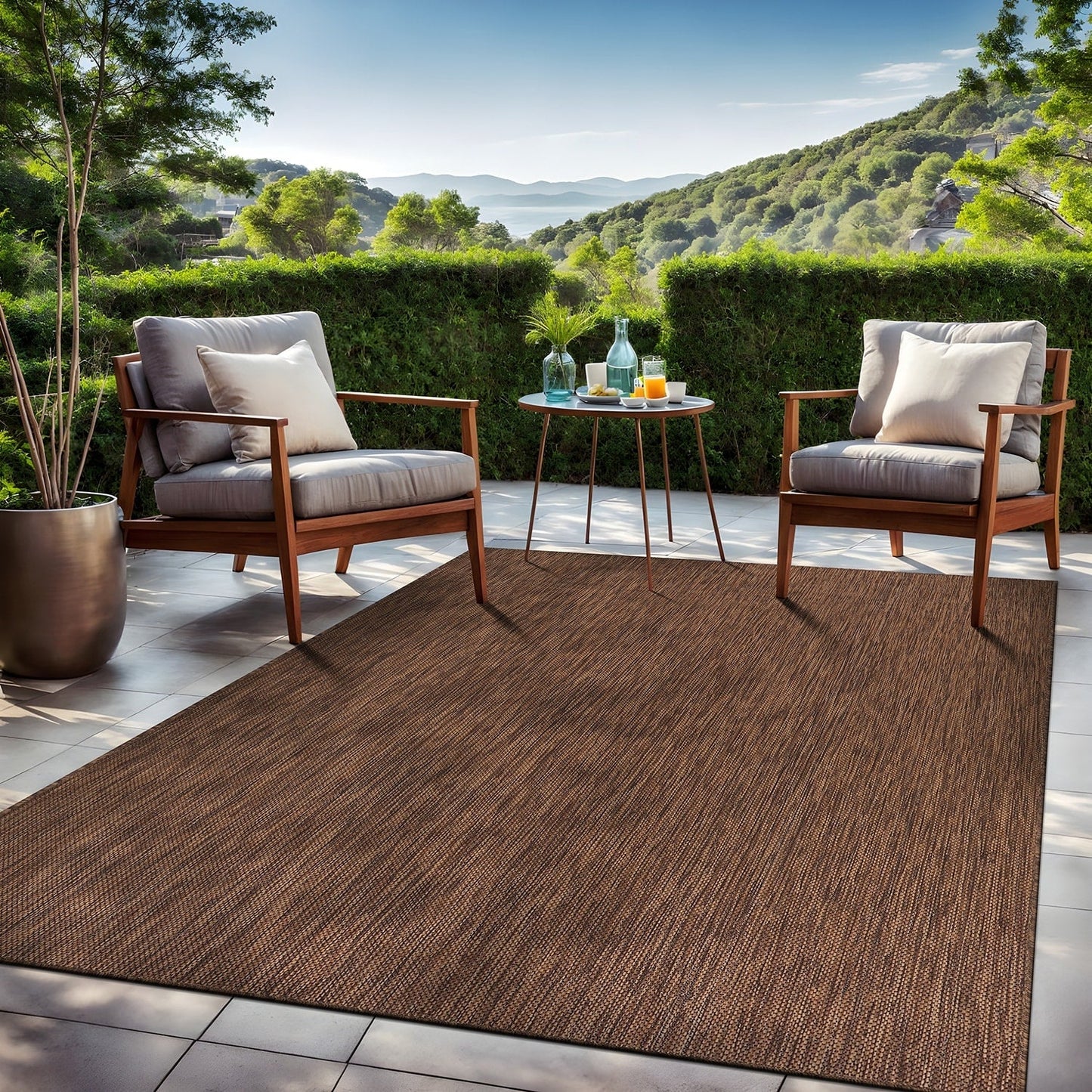 Tapis Aloha lavable uni pour intérieur/extérieur, terrasse, salon
