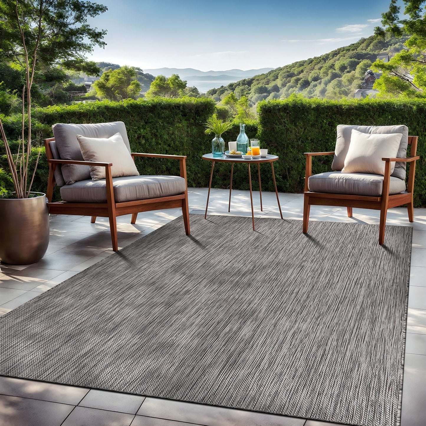 Tapis Aloha lavable uni pour intérieur/extérieur, terrasse, salon