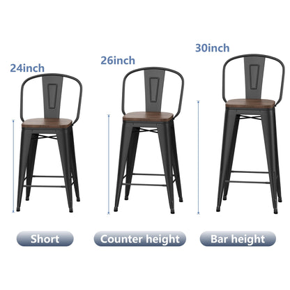 Tabourets de bar de ferme Andeworld, ensemble de 4 tabourets de bar à hauteur de comptoir - Ensemble de 4
