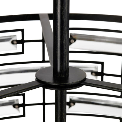 Lustre à abat-jour tambour Anita avec prisme en verre transparent