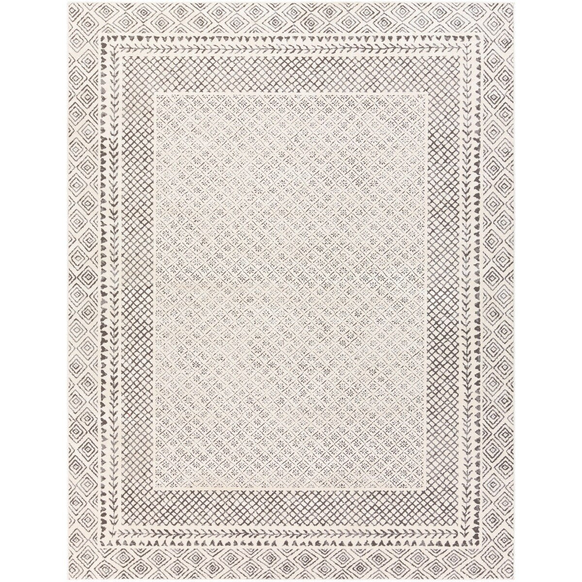 Tapis Livabliss Tiffany gris à bordure bohème