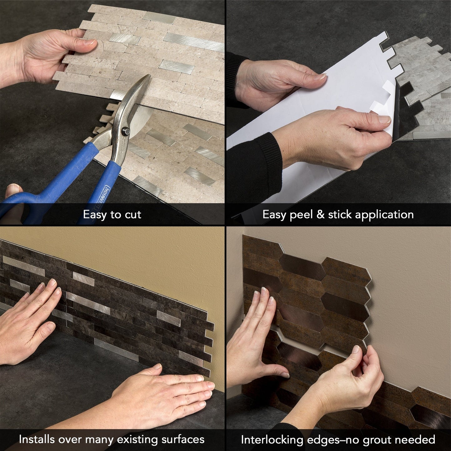 Carreaux muraux autocollants Aspect Collage