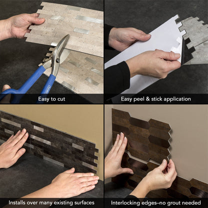 Carreaux muraux autocollants Aspect Collage