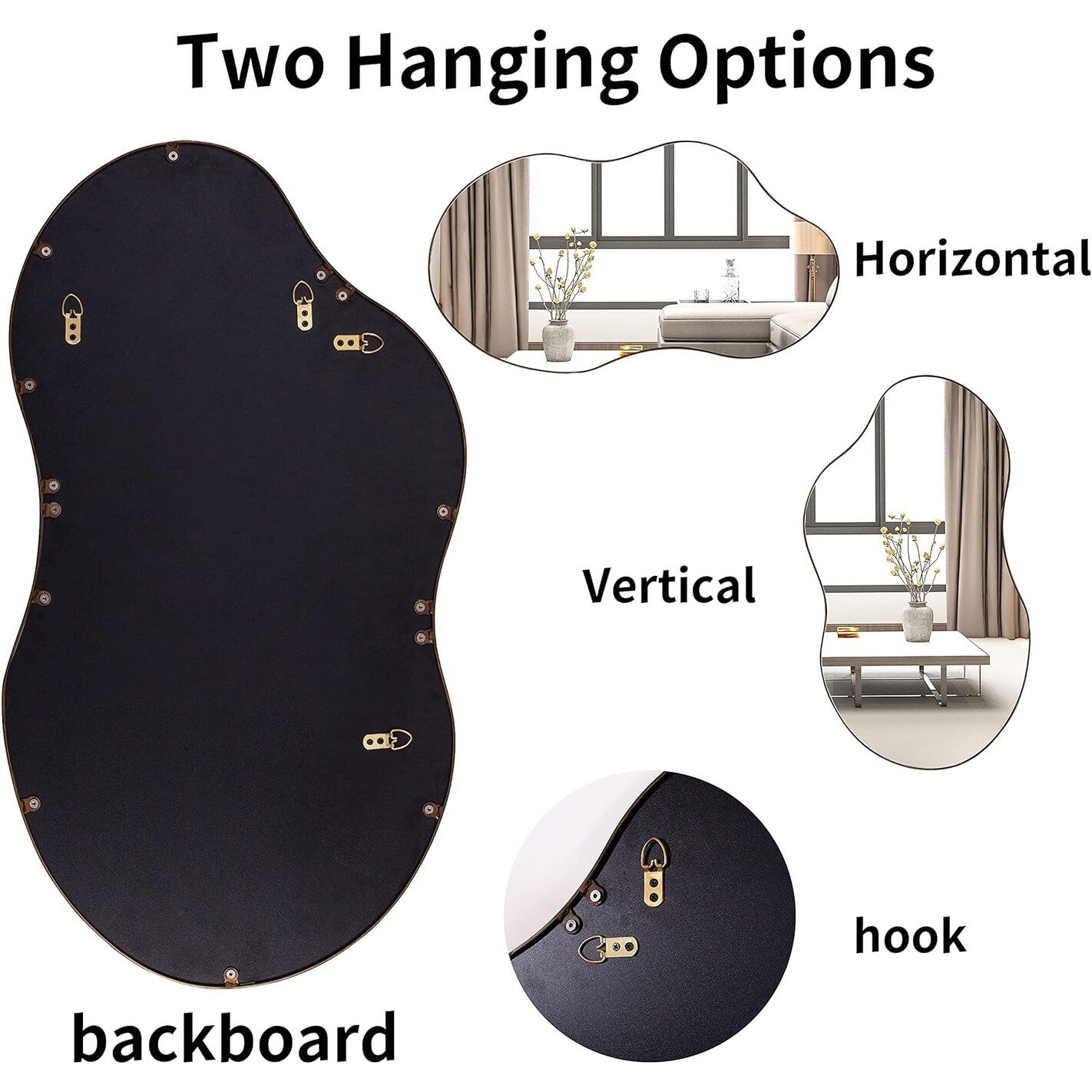 Miroir mural asymétrique ondulé de style antique