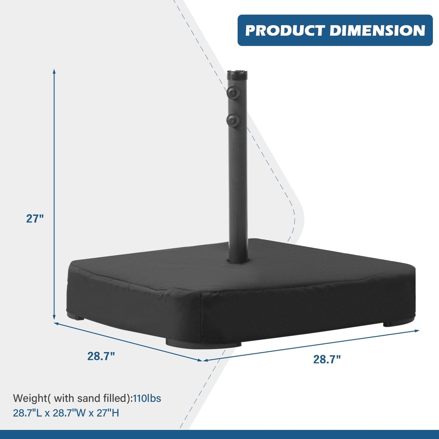 Parasol de patio rectangulaire Autlaycil de 13 pieds, très grand parasol d'extérieur, sans base
