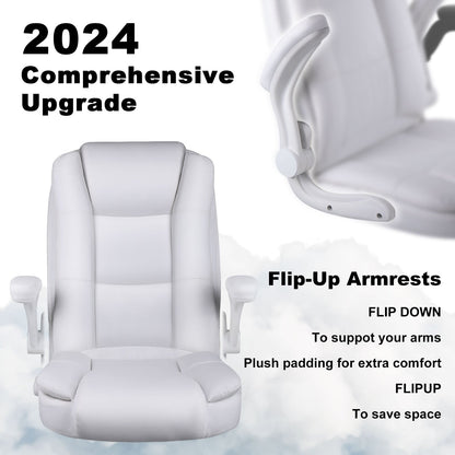 Fauteuil de bureau BOSSIN pour grandes tailles, ergonomique, à dossier haut, réglable en hauteur, en cuir, avec accoudoirs rembourrés et relevables.