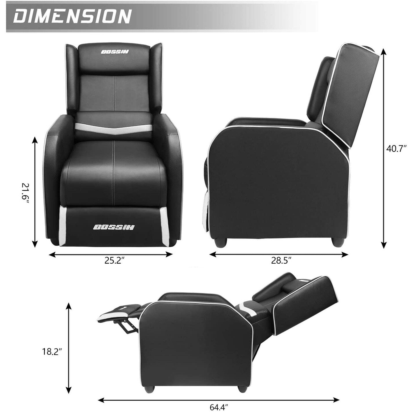 Canapé inclinable ergonomique en cuir PU BOSSIN pour salon
