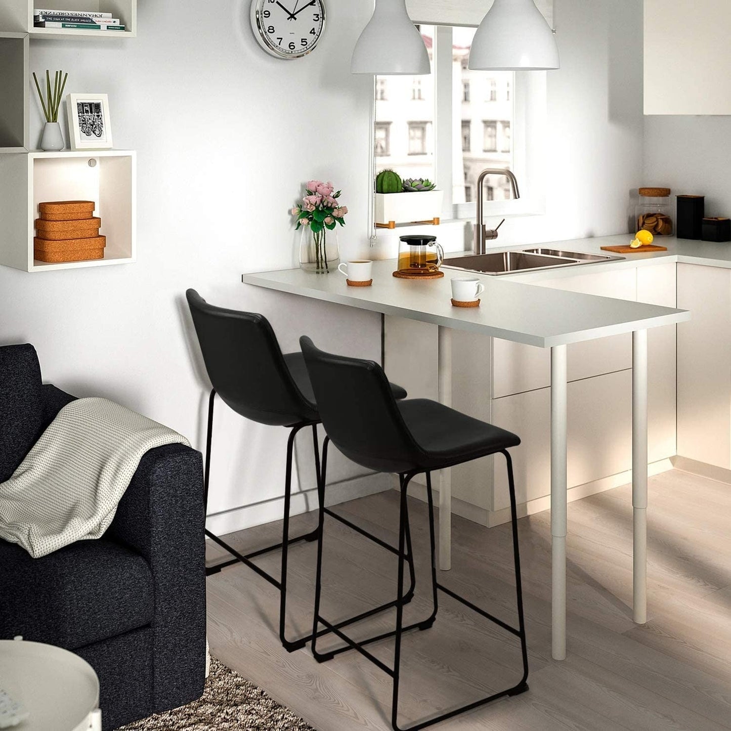 Tabourets de bar Bossin 18/26/30 pouces, tabourets de bar hauteur comptoir avec dossier, tabourets modernes en cuir PU, chaise de salle à manger avec repose-pieds