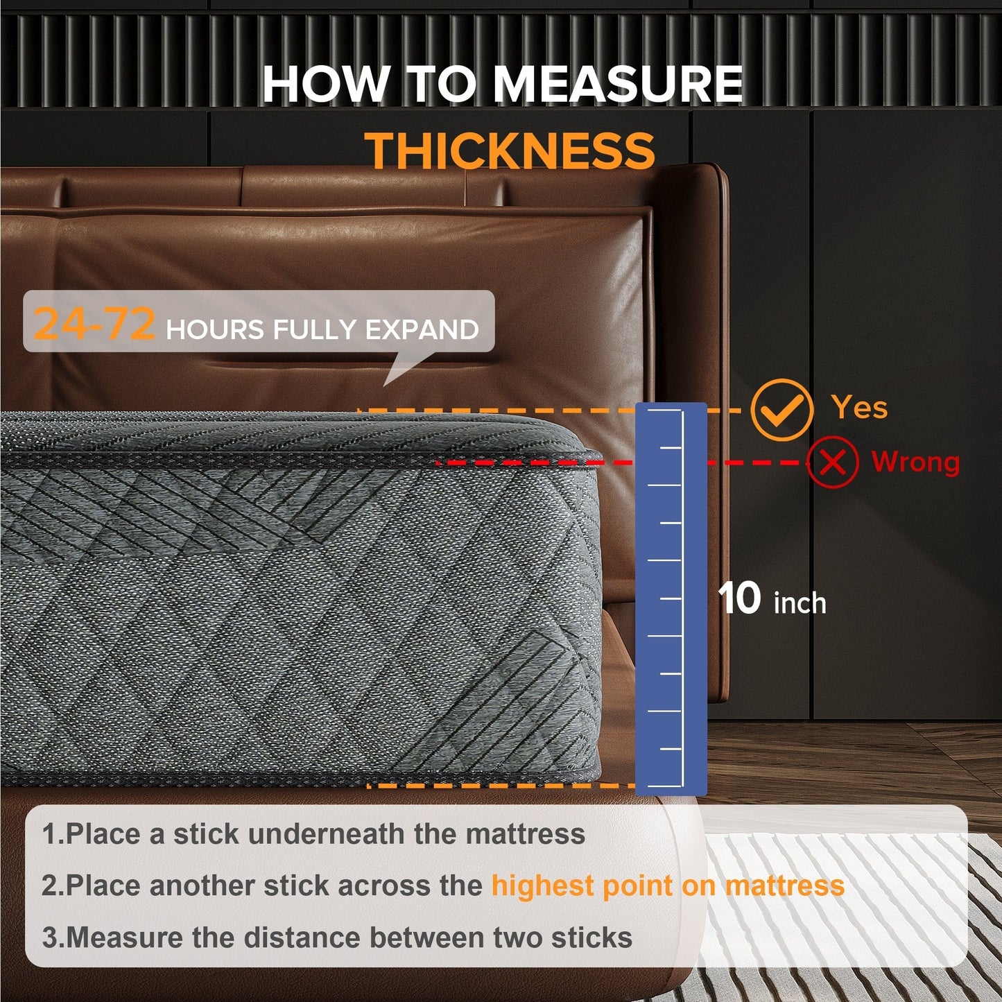 Matelas hybride SweDrea de 25 cm (10 po) en mousse à mémoire de forme mi-ferme infusée de gel, rafraîchissant et respirant, certifié CertiPUR-US, SGS et OEKO-TEX®.