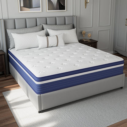 Matelas hybride à ressorts ensachés SweDrea de 25 cm (10 po), rafraîchissant et respirant, fermeté moyenne, certifié CertiPUR-US, SGS et OEKO-TEX.