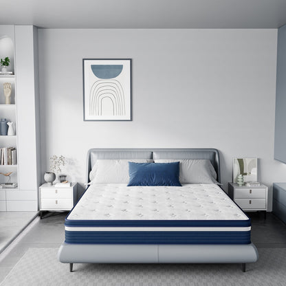 Matelas SweDrea à ressorts ensachés hybride de 25 cm (10 po) soulageant la pression et rafraîchissant, certifié CertiPUR-US, SGS et OEKO-TEX.