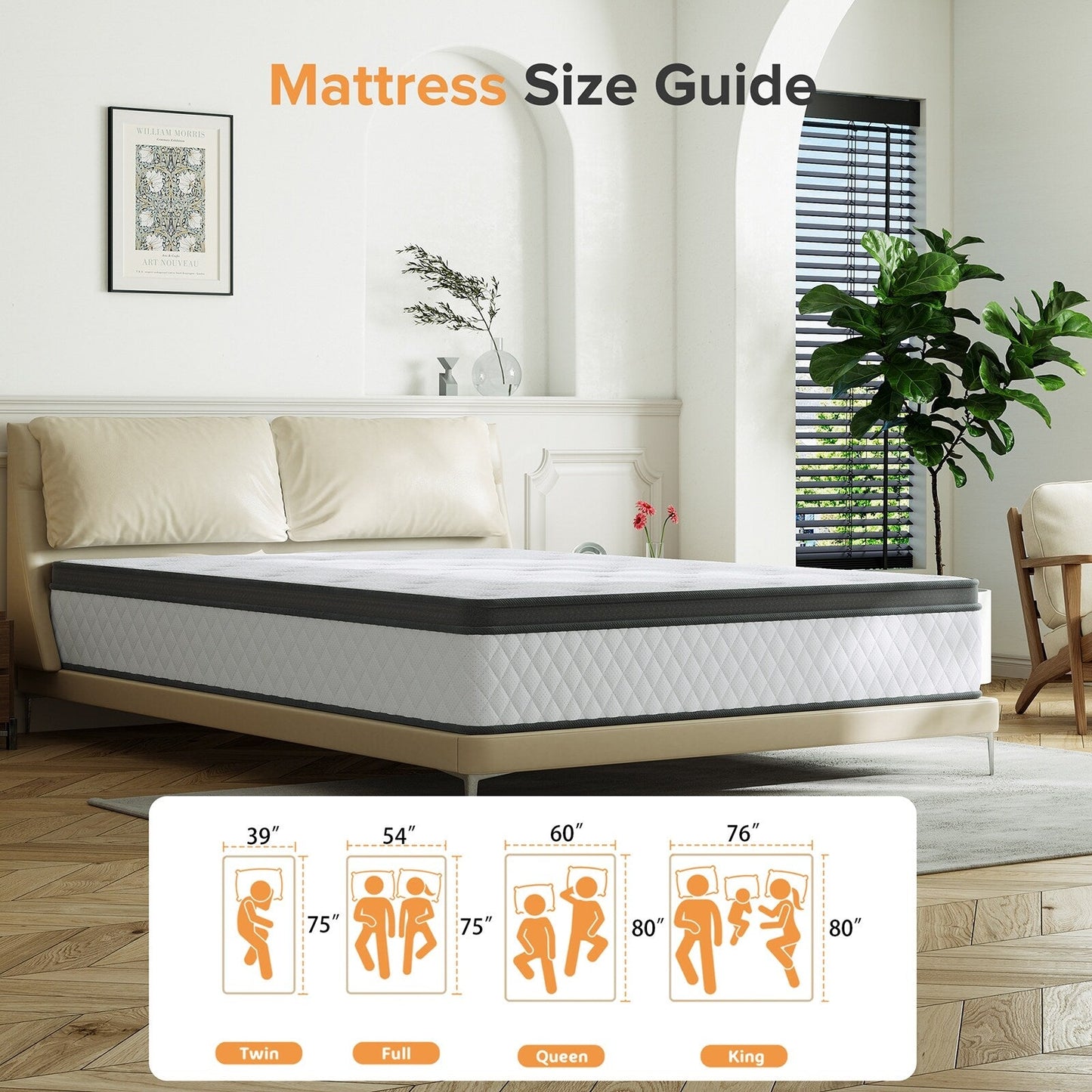 Matelas SweDrea 12 po en mousse à mémoire de forme hybride ferme avec CertiPUR-US et Oeko-TEX, doté de ressorts renforcés.
