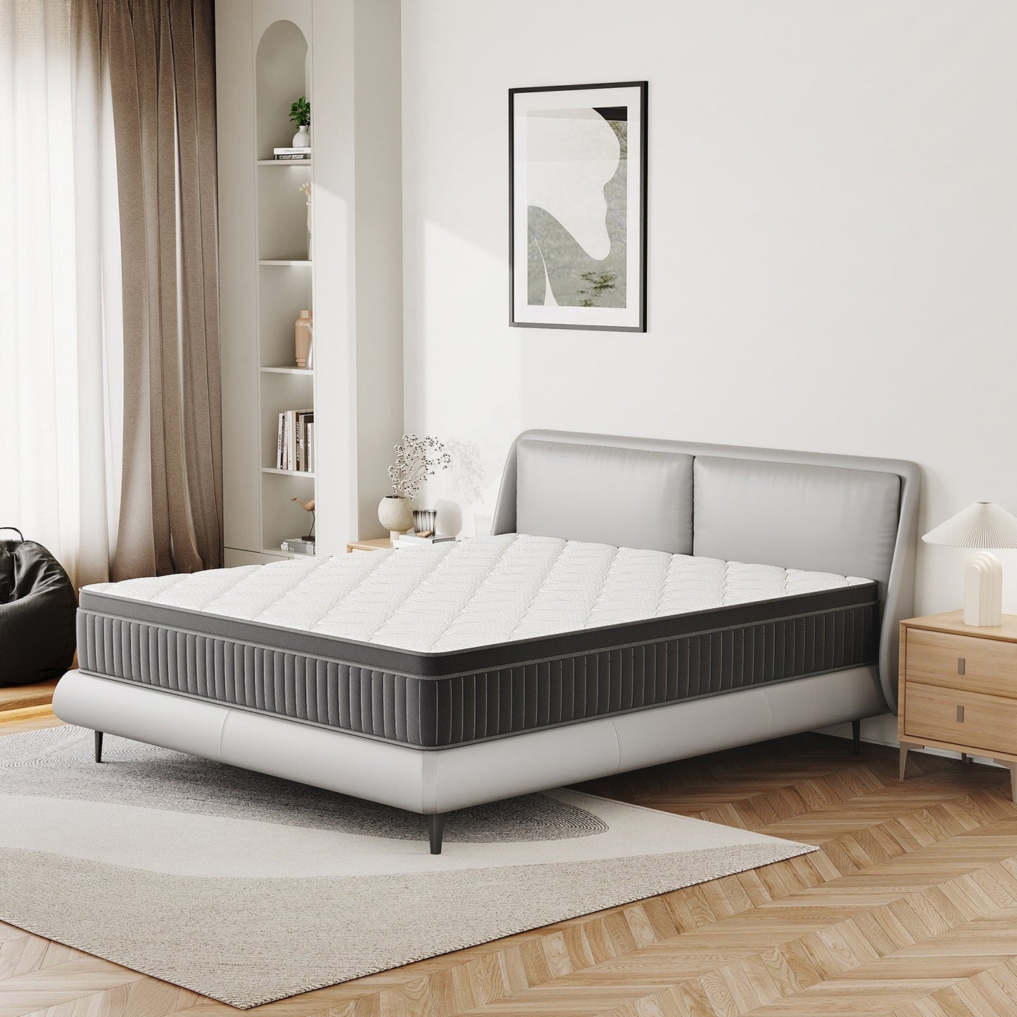 Matelas à ressorts ensachés SweDrea de 30 cm (12 po) à fermeté moyenne, conçu pour soulager les douleurs dorsales et procurer une sensation de fraîcheur. Certifié CertiPUR-US, SGS et OEKO-TEX.