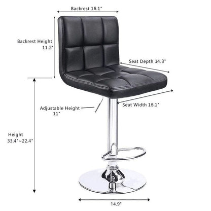 Tabourets de bar pivotants sans accoudoirs, réglables, en cuir PU, lot de 2