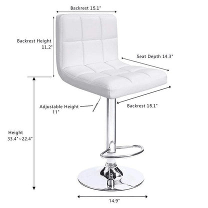 Tabourets de bar pivotants sans accoudoirs, réglables, en cuir PU, lot de 2
