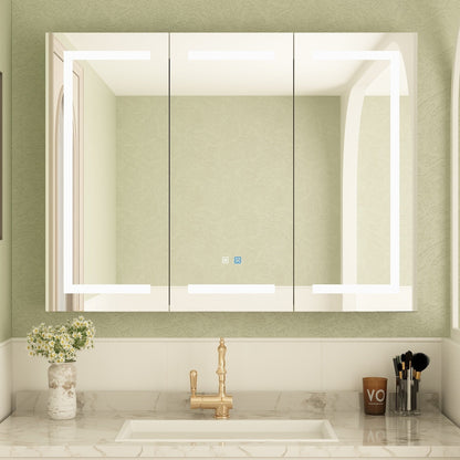 Armoire à pharmacie de salle de bain avec miroir LED antibuée 6 000 K, armoire murale blanche
