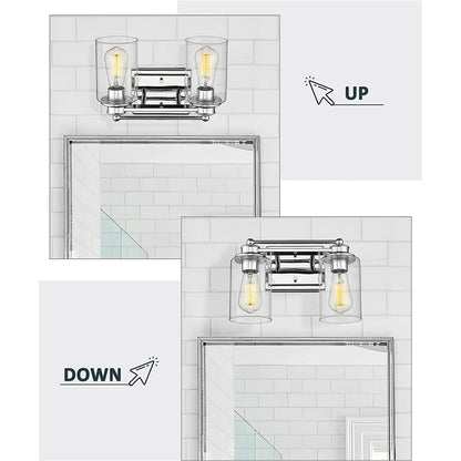 Applique murale de salle de bain avec abat-jour en verre transparent, à placer au-dessus du miroir.