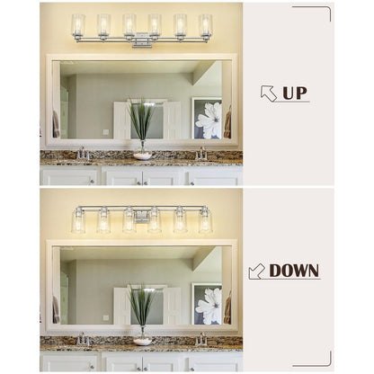 Applique murale de salle de bain avec abat-jour en verre transparent, à placer au-dessus du miroir.