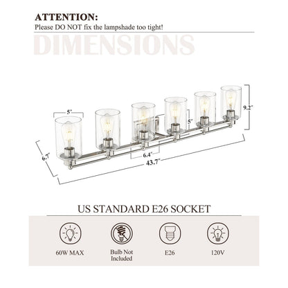 Applique murale de salle de bain avec abat-jour en verre transparent, à placer au-dessus du miroir.