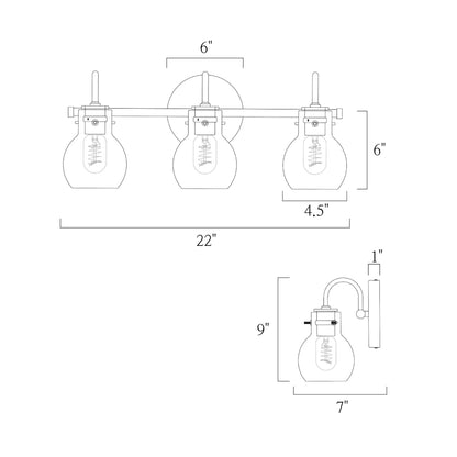 Applique murale moderne en verre à 2/3/4/5 lumières pour salle de bain, design minimaliste