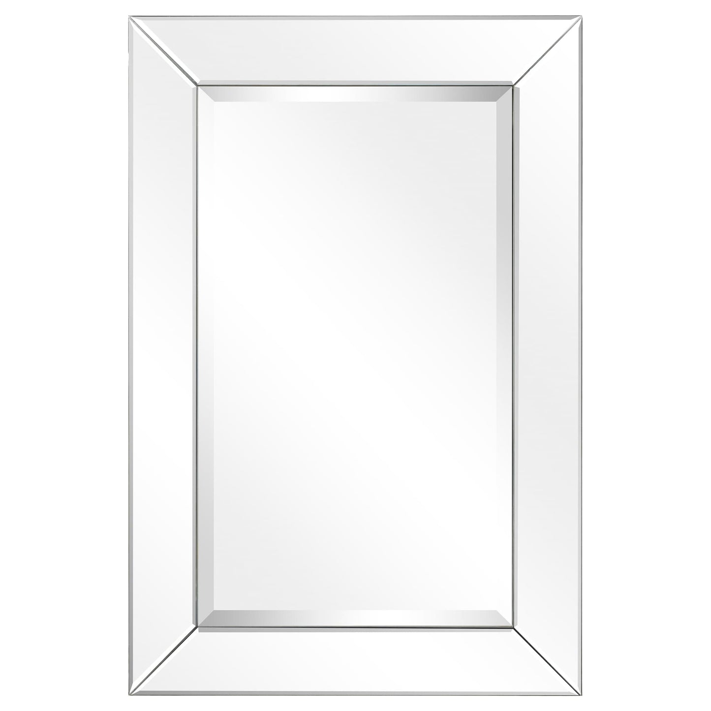 Miroir mural rectangulaire biseauté transparent HD pour salle de bain, coiffeuse et chambre à coucher, 3 tailles