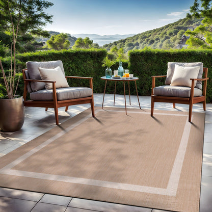 Tapis Beverly Rug moderne à bordures pour intérieur et extérieur, tapis d'extérieur pour patio, terrasse, porche