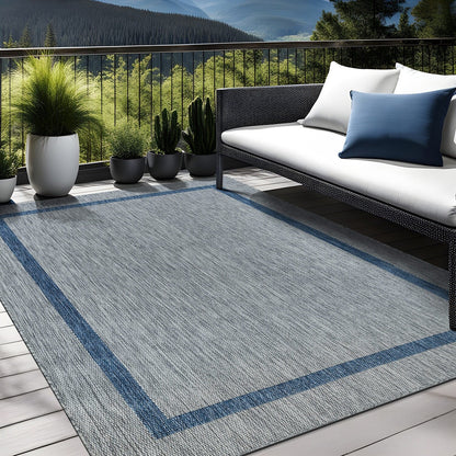 Tapis Beverly Rug moderne à bordures pour intérieur et extérieur, tapis d'extérieur pour patio, terrasse, porche