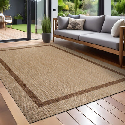 Tapis Beverly Rug moderne à bordures pour intérieur et extérieur, tapis d'extérieur pour patio, terrasse, porche