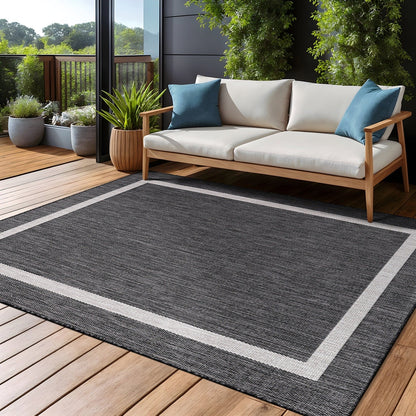Tapis Beverly Rug moderne à bordures pour intérieur et extérieur, tapis d'extérieur pour patio, terrasse, porche