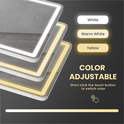 Miroir de sol avec éclairage LED, miroir pleine longueur 64 x 21 avec support, miroir suspendu, miroir mural, miroir intégral