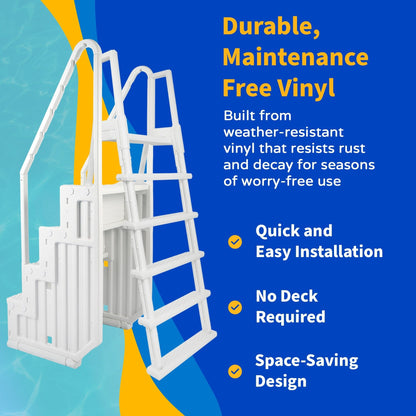 Escabeau de piscine Blue Wave Easy avec échelle extérieure pour piscines hors sol – 82,5 cm (l) x 142 cm (P) x 206 cm (H)