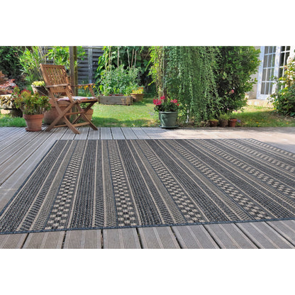 Tapis d'intérieur/extérieur bohème à rayures géométriques World Rug Gallery