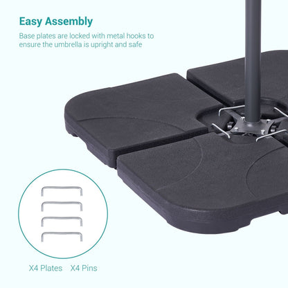 Pied de parasol déporté Bonosuki à 4 pièces, supportant jusqu'à 80 kg (176 lb) - 104 x 104 cm (40,9 x 40,9 po)