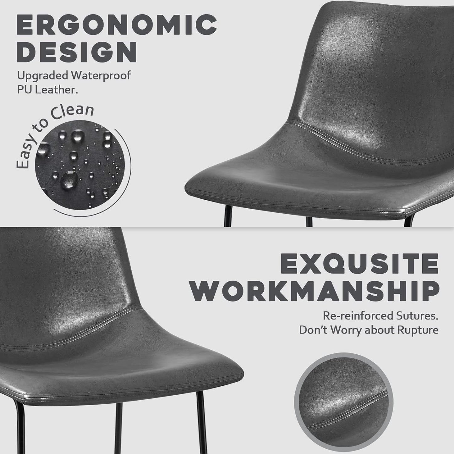 Tabourets de bar Bossin 18/26/30 pouces, tabourets de bar hauteur comptoir avec dossier, tabourets modernes en cuir PU, chaise de salle à manger avec repose-pieds