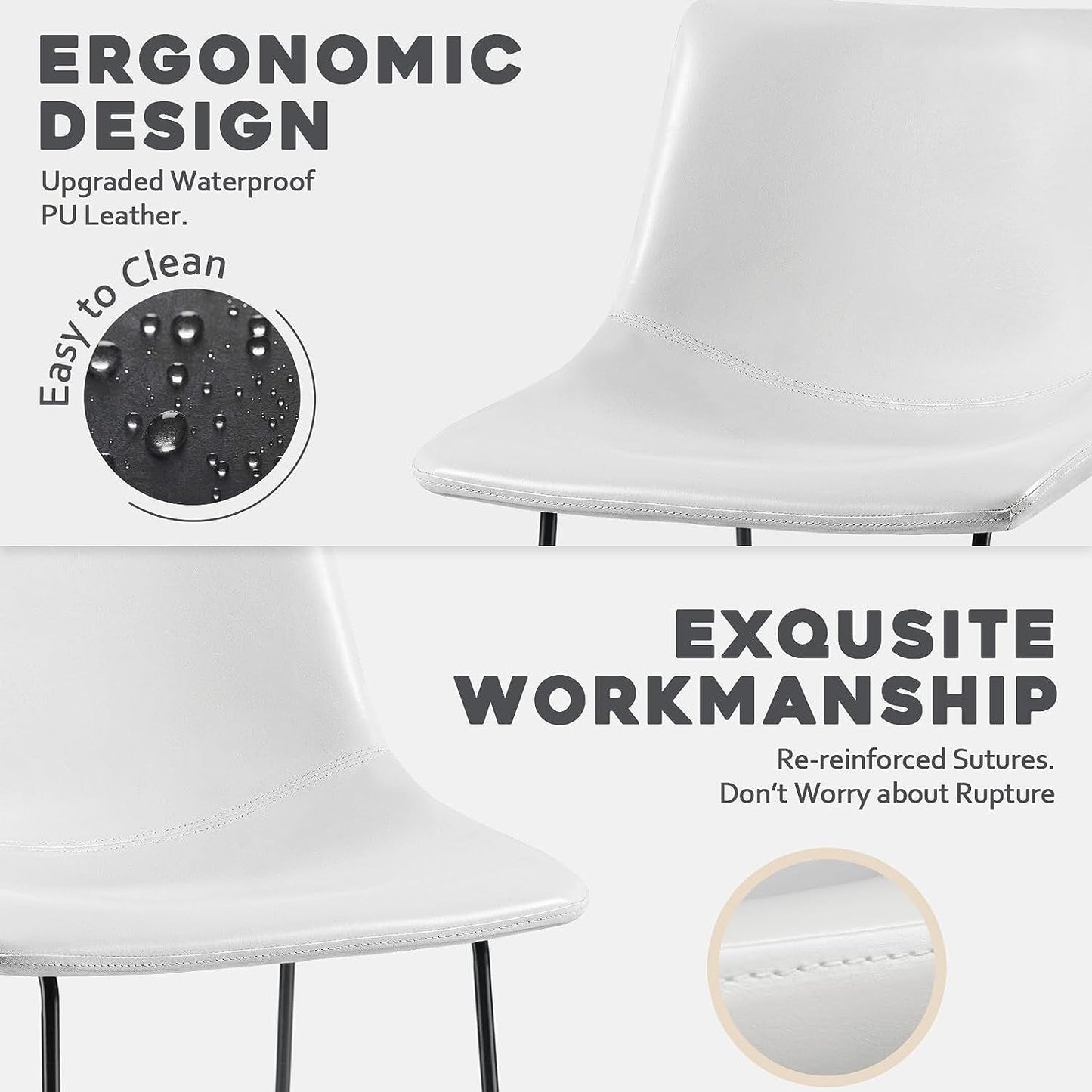 Tabourets de bar Bossin 18/26/30 pouces, tabourets de bar hauteur comptoir avec dossier, tabourets modernes en cuir PU, chaise de salle à manger avec repose-pieds