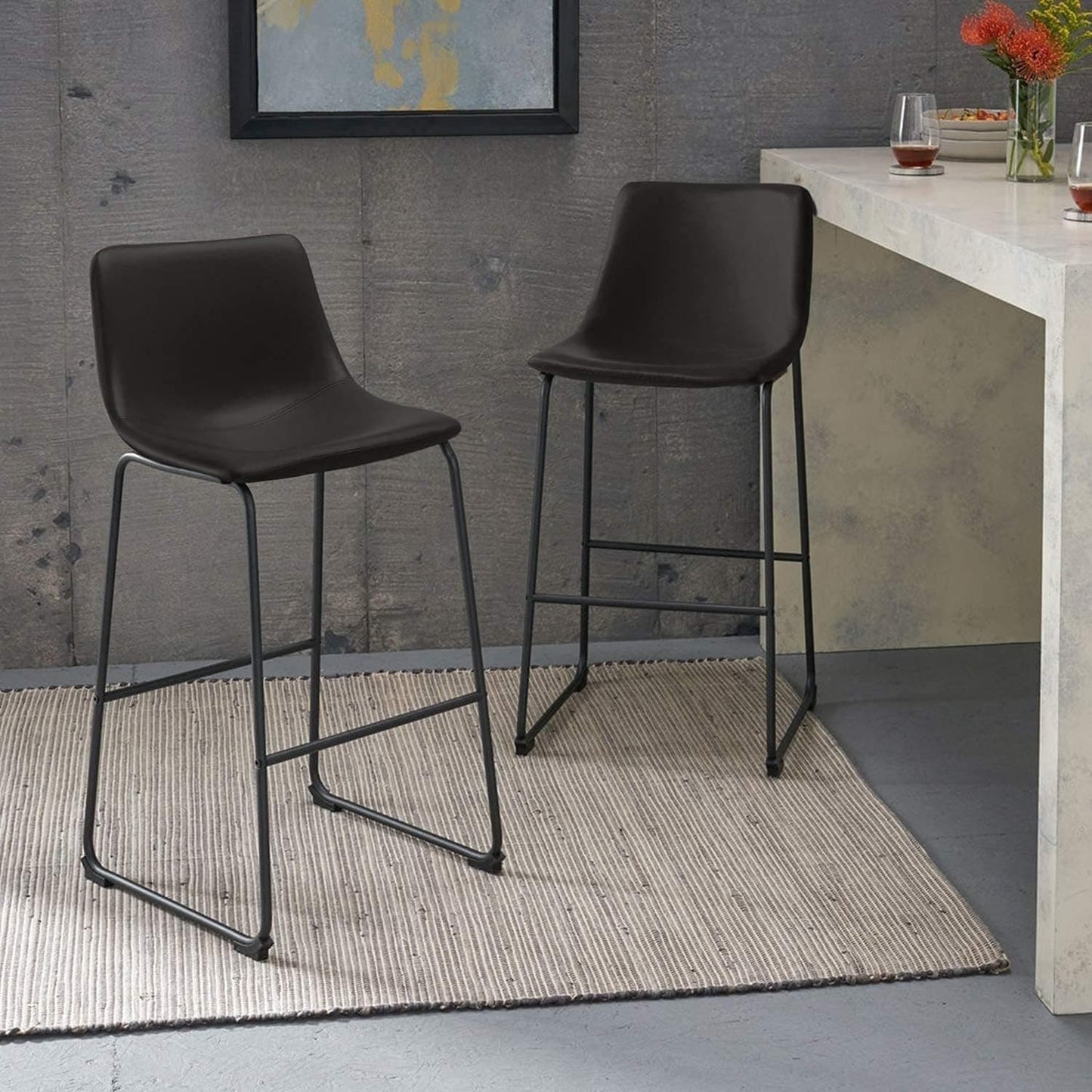 Tabourets de bar Bossin 18/26/30 pouces, tabourets de bar hauteur comptoir avec dossier, tabourets modernes en cuir PU, chaise de salle à manger avec repose-pieds