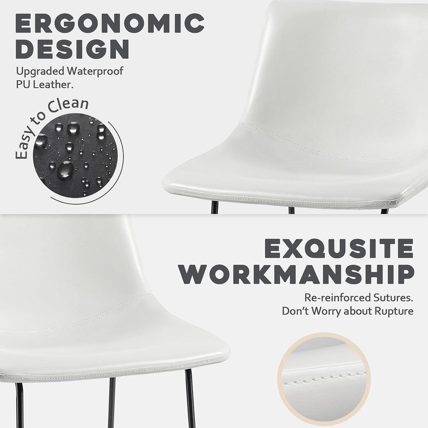 Tabourets de bar Bossin 18/26/30 pouces, tabourets de bar hauteur comptoir avec dossier, tabourets modernes en cuir PU, chaise de salle à manger avec repose-pieds