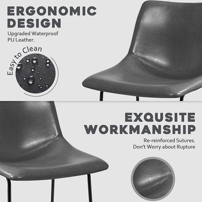 Tabourets de bar Bossin 18/26/30 pouces, tabourets de bar hauteur comptoir avec dossier, tabourets modernes en cuir PU, chaise de salle à manger avec repose-pieds