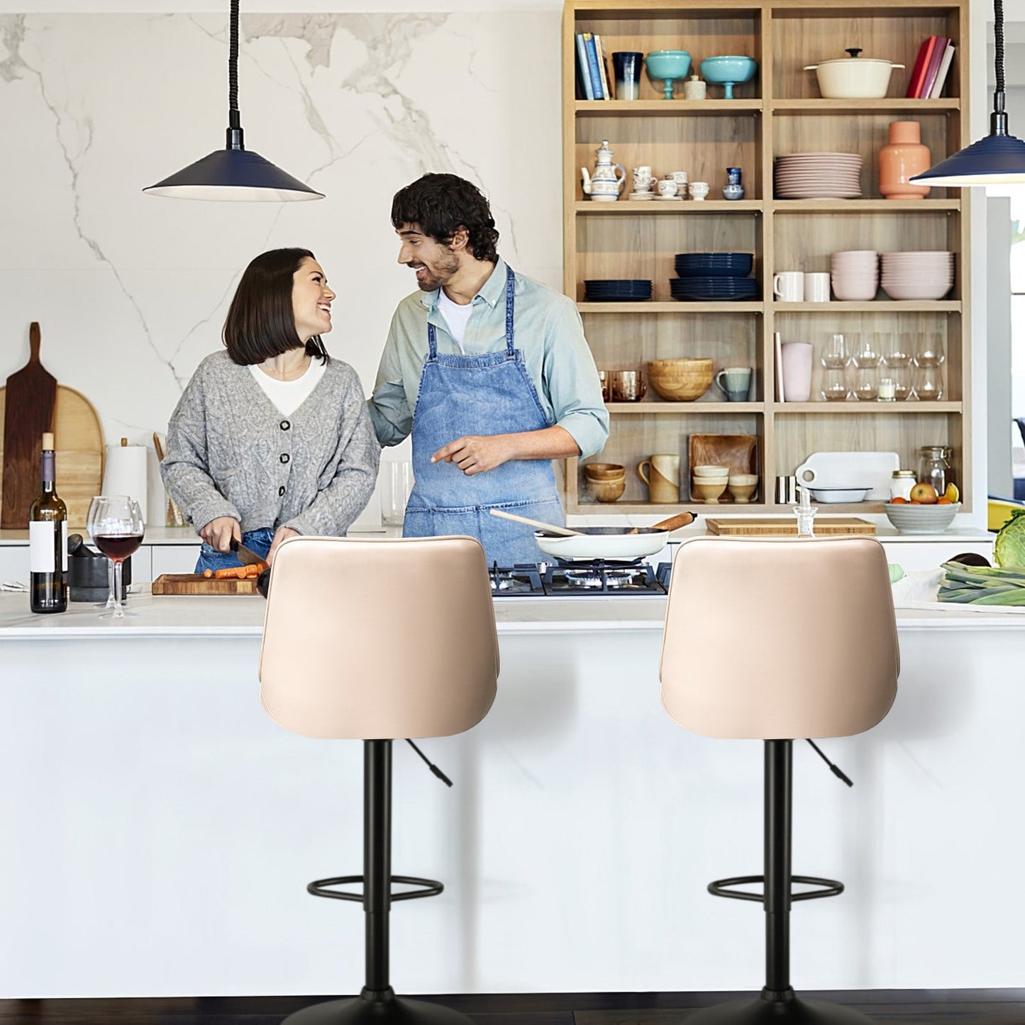 Tabourets de bar pivotants et réglables Bossin avec dossier – Hauteur comptoir