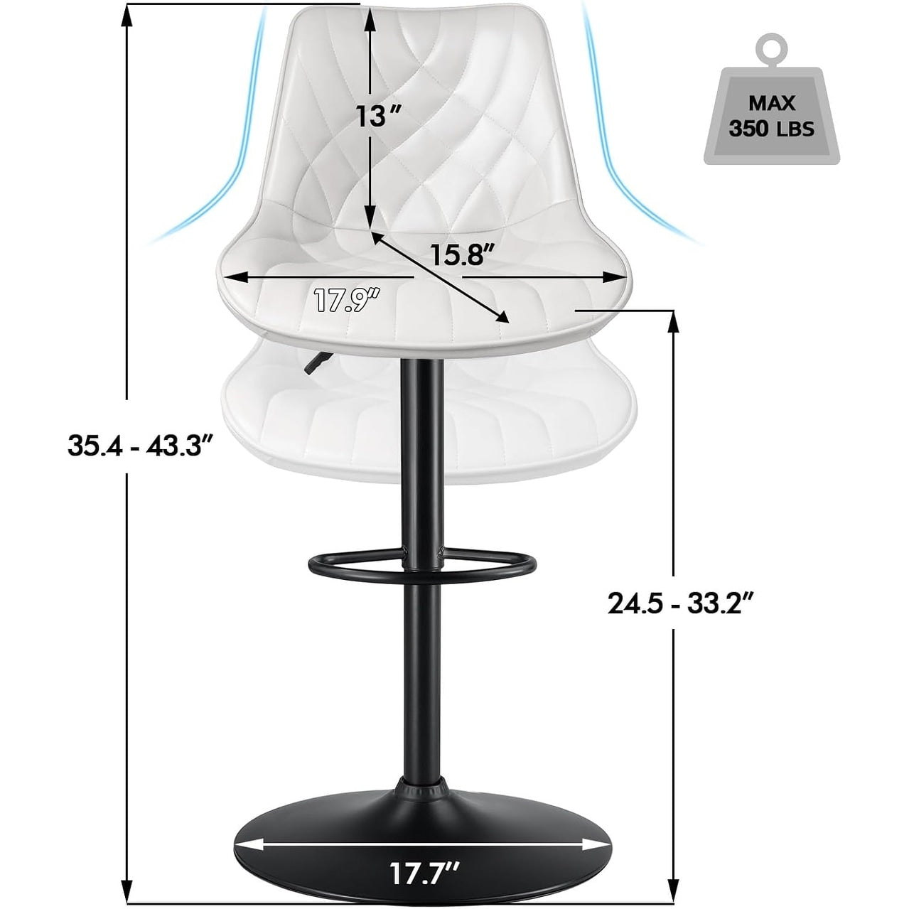 Tabourets de bar pivotants et réglables Bossin avec dossier – Hauteur comptoir