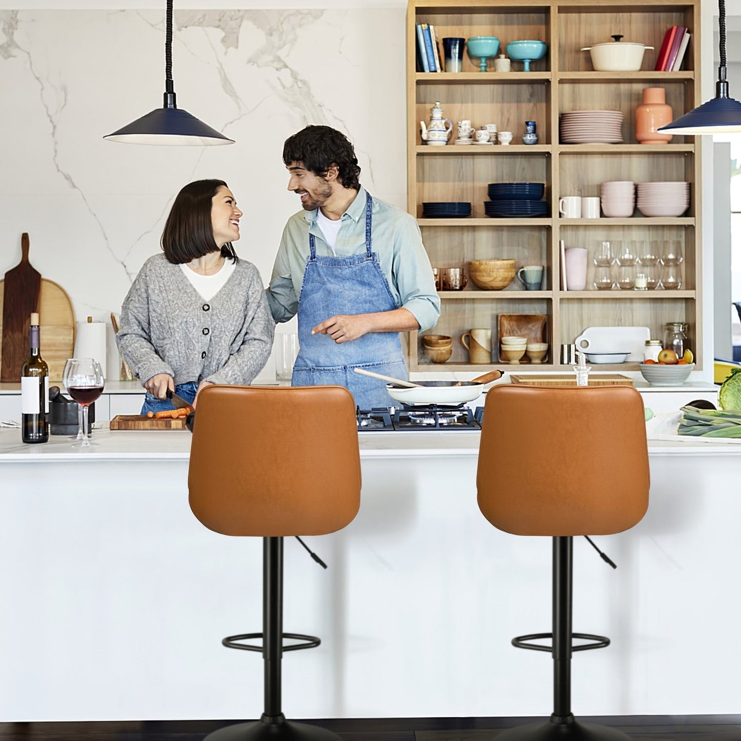 Tabourets de bar pivotants et réglables Bossin avec dossier – Hauteur comptoir