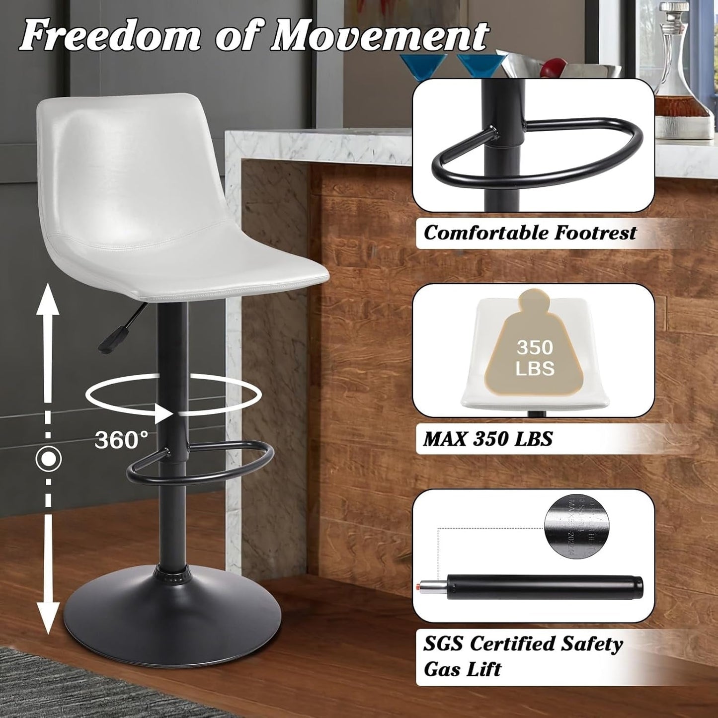 Tabourets de bar pivotants et réglables Bossin avec dossier – Hauteur comptoir