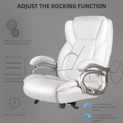 Chaise de bureau exécutive Bossin Big and Tall, chaise ergonomique à support lombaire réglable de 500 lb avec dossier haut en cuir PU pour ordinateur