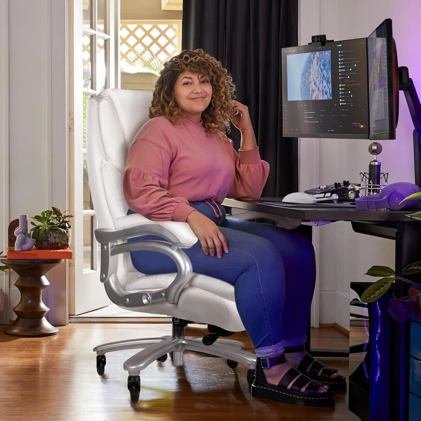 Chaise de bureau exécutive Bossin Big and Tall, chaise ergonomique à support lombaire réglable de 500 lb avec dossier haut en cuir PU pour ordinateur