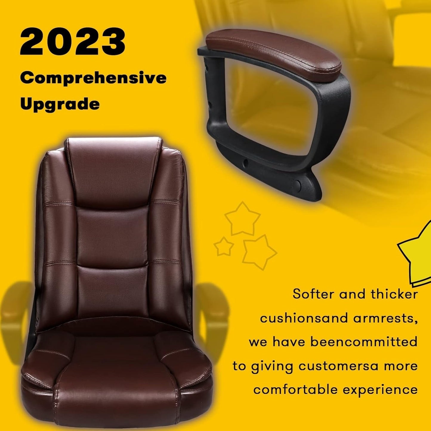 Fauteuil de bureau Bossin pour grandes tailles, dossier haut, fauteuil de direction ergonomique réglable en cuir, capacité 181 kg (400 lbs)