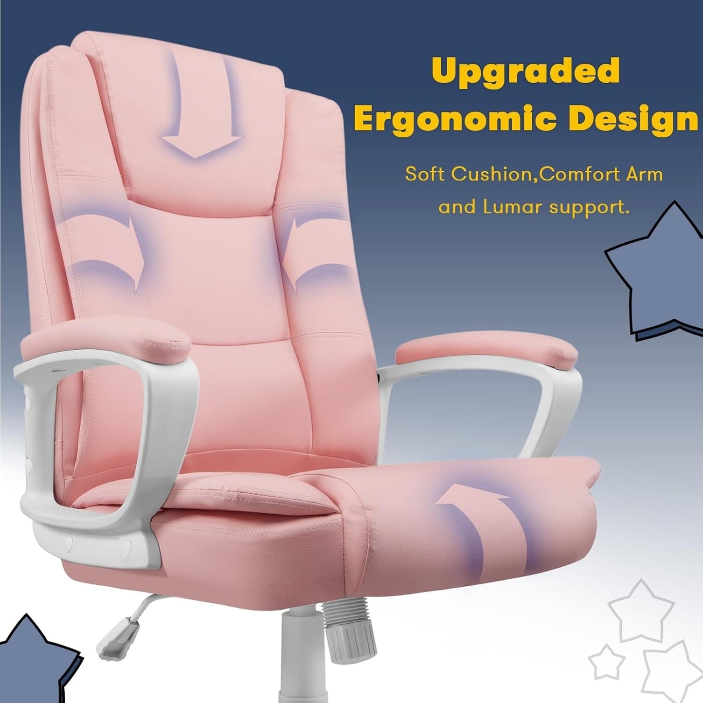 Fauteuil de bureau Bossin pour grandes tailles, dossier haut, fauteuil de direction ergonomique réglable en cuir, capacité 181 kg (400 lbs)